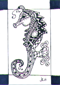 zentangled atc's...b&w and then with some color