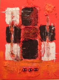Color Red - Handmade art postcard