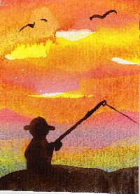 February Watercolor/Ink ATCs