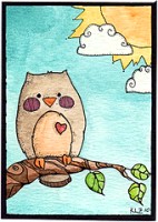 Hand Drawn Owl ATC